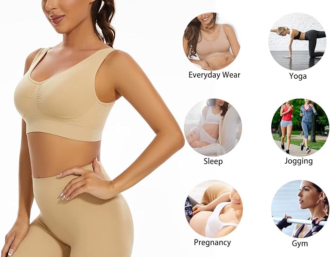 Sujetador deportiva sin costuras beige XL/XXL