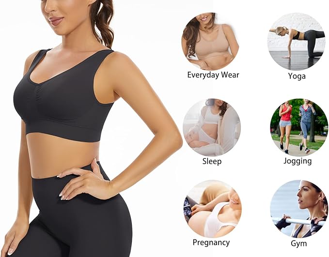 Sujetador deportiva sin costuras negro L/XL