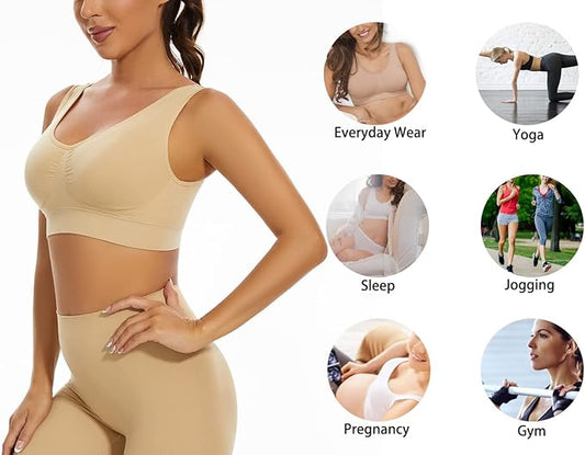 Sujetador deportiva sin costuras beige S/M